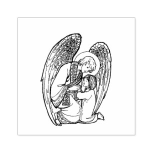 Religiöser Wächter-Engel mit Kind Gummistempel