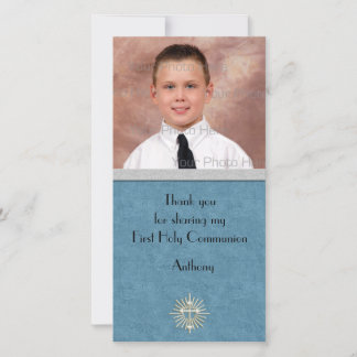Religiöses Aquamarines Silberkreuz Dankeskarte