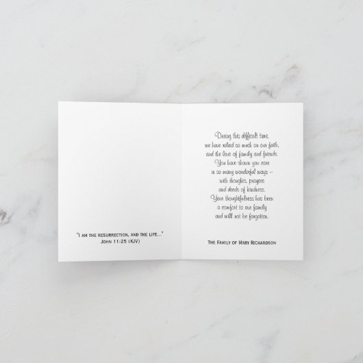 Religiöses Beileid Dankeschön Note Card — Lily Dankeskarte (Innenseite)