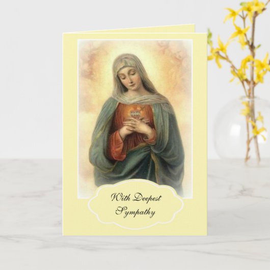 Religiöses Beileid traurige Mutter Mary katholisch Karte (Gelbe Blume)