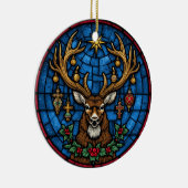 Religiöses Buntglas-Hirsch & Kreuz Keramik Ornament (Rechts)