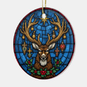 Religiöses Buntglas-Hirsch & Kreuz Keramik Ornament (Links)