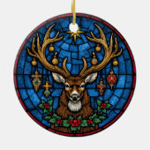 Religiöses Buntglas-Hirsch & Kreuz Keramik Ornament (Hinten)