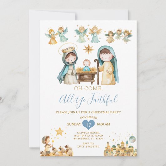 Religiöses Christliches Weihnachtshaus-Party Einladung (Vorderseite)