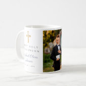 Religiöses Cross Boy First Communion Foto Kaffeetasse (Vorderseite Links)