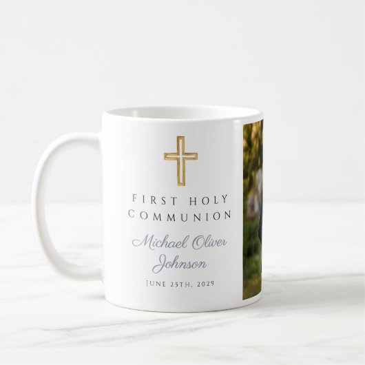 Religiöses Cross Boy First Communion Foto Kaffeetasse (Links)