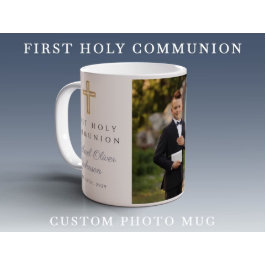 Religiöses Cross Boy First Communion Foto Kaffeetasse