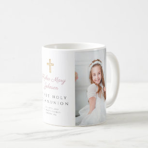 Religiöses Cross Girl First Communion Foto Kaffeetasse