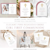 Religiöses Cross Pink First Communion Gästebuch Notizblock