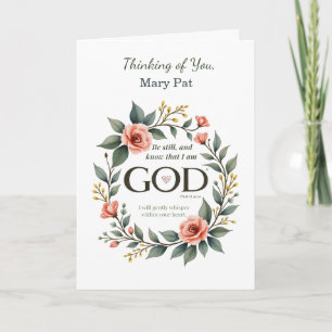 Religiöses 'Denke an Dich' Schrift Blumenkranz Karte