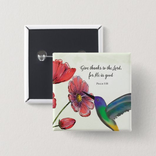 Religiöses Denken an Ihre Blume mit Hummingbird Button (Vorne & Hinten)