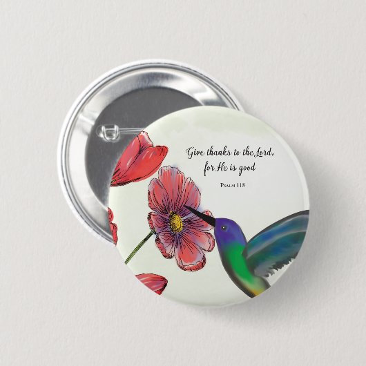 Religiöses Denken an Ihre Blume mit Hummingbird Button (Vorne & Hinten)