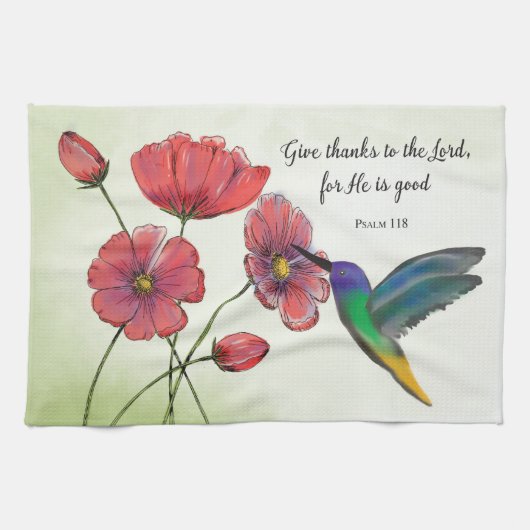 Religiöses Denken an Ihre Blume mit Hummingbird Geschirrtuch (Horizontal)