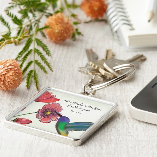 Religiöses Denken an Ihre Blume mit Hummingbird Schlüsselanhänger (Seite)