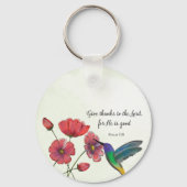 Religiöses Denken an Ihre Blume mit Hummingbird Schlüsselanhänger (Rückseite)