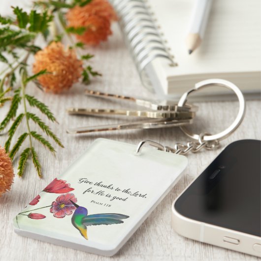 Religiöses Denken an Ihre Blume mit Hummingbird Schlüsselanhänger (Vorderseite rechts)