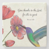 Religiöses Denken an Ihre Blume mit Hummingbird Steinuntersetzer (Vorderseite)