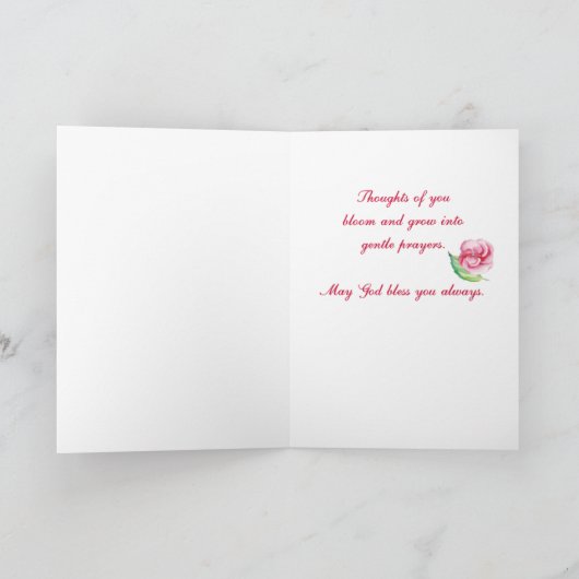 Religiöses Denken Sie an Ihre Schrift Pink Rose Karte (Innenseite)