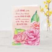 Religiöses Denken Sie an Ihre Schrift Pink Rose Karte (Gelbe Blume)