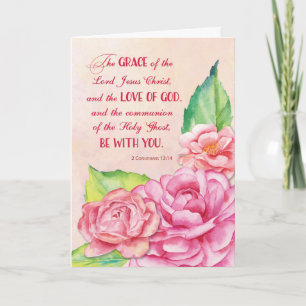 Religiöses Denken von dir Schriftzug rosa Rose Karte