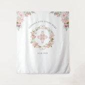 Religiöses Ereignis, Blush Peach Floral Foto Hinte Wandteppich (Vorderseite)