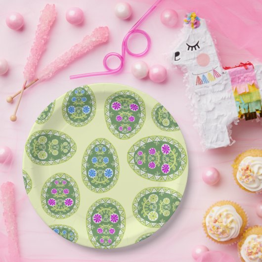 Religiöses Event-Yellow Oaster Eggs Muster Pappteller (Party)