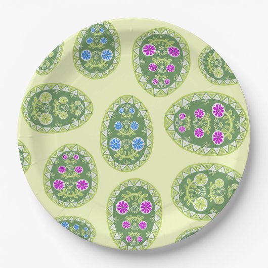 Religiöses Event-Yellow Oaster Eggs Muster Pappteller (Vorderseite)