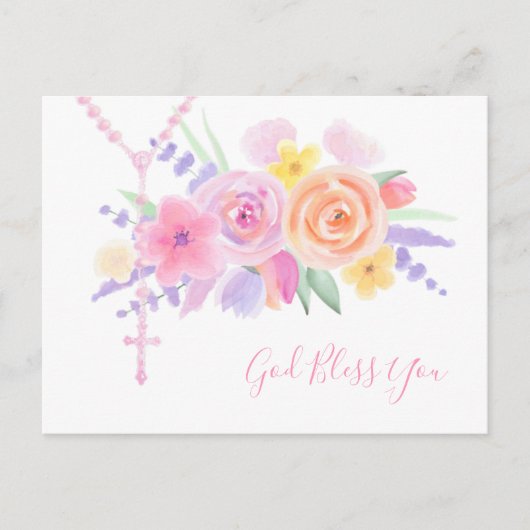 Religiöses, florales römisch-katholisches Gebet Vi Postkarte (Vorderseite)