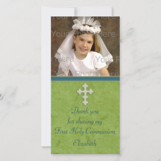 Religiöses grünes Kreuz Dankeskarte