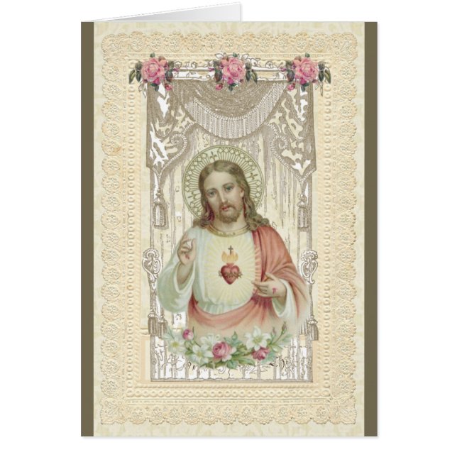 Religiöses Heiliges Herz Jesus floral Vintag (Vorne)