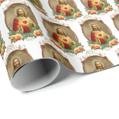 Religiöses Heiliges Herz Jesus Gelbe Rosen Geschenkpapier (Rolleneckpunkt)