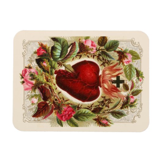 Religiöses Heiliges Herz Jesus Rose Katholische Magnet (Horizontal)