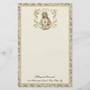 Religiöses Heiliges Herz Jesus Vintage Rose