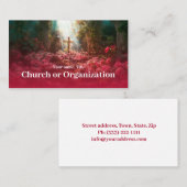 Religiöses Heiliges Kreuz im Wald Rosa Teppich Visitenkarte (Vorne/Hinten)