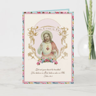 Religiöses Heiligstes Herz Jesu Gebet vintage Flor Karte
