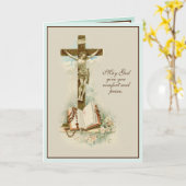 Religiöses katholisches Beileid Beileid Crucifix Karte (Gelbe Blume)