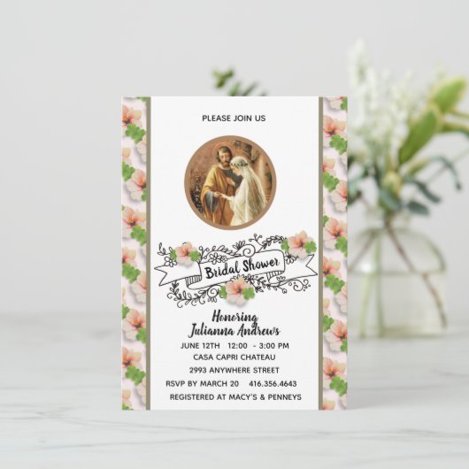 Religiöses katholisches Brautparty Mary Joseph Inv Einladung (Stehend Vorderseite)