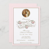 Religiöses katholisches Brautparty Rosa Bläsergold Einladung (Vorne/Hinten)