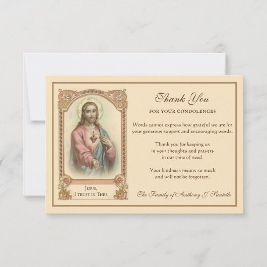 Religiöses katholisches Heiliges Herz Jesus Beilei Dankeskarte (Vorderseite)