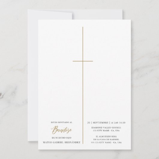 Religiöses, katholisches Script-Taufen-Foto Einladung (Vorderseite)