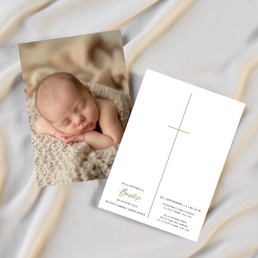 Religiöses, katholisches Script-Taufen-Foto Einladung