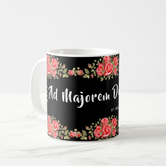 Religiöses katholisches St- Ignatiusmit Kaffeetasse (Vorderseite Links)