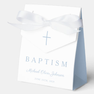 Religiöses Kreuz Baby Blau Skript Junge Taufe  Geschenkschachtel