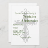 Religiöses Kreuz Christliche Grüne Hochzeit Einladung (Vorne/Hinten)