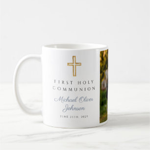 Religiöses Kreuz Junge Erste Kommunion Foto Kaffeetasse