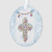 Religiöses Kreuz mit Blume und Vögeln Ornament (Vorderseite)