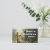 Religiöses Kreuz mit Rose im Geheimen Garten Visitenkarte (Stehend Vorderseite)