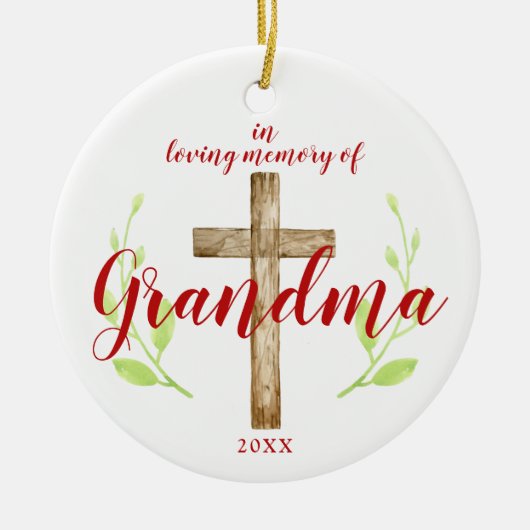 Religiöses Kreuz Personalisiert in Erinnerung an O Keramik Ornament (Vorne)