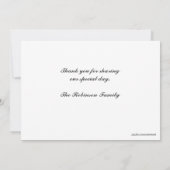 Religiöses Lamm, Kreuz, blaue Blumenfotokarte Dankeskarte (Rückseite)