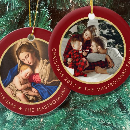 Religiöses Madonna & Kind Foto Weihnachten Keramik Ornament